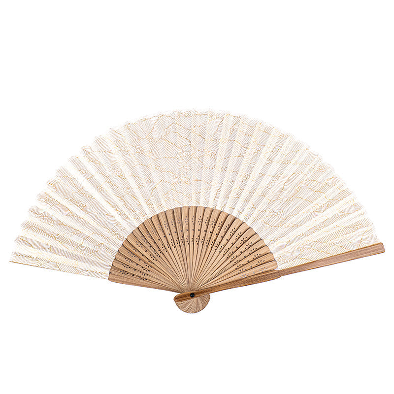 Japanilainen Viuhka Mino Washi - Valkoiset Aallot