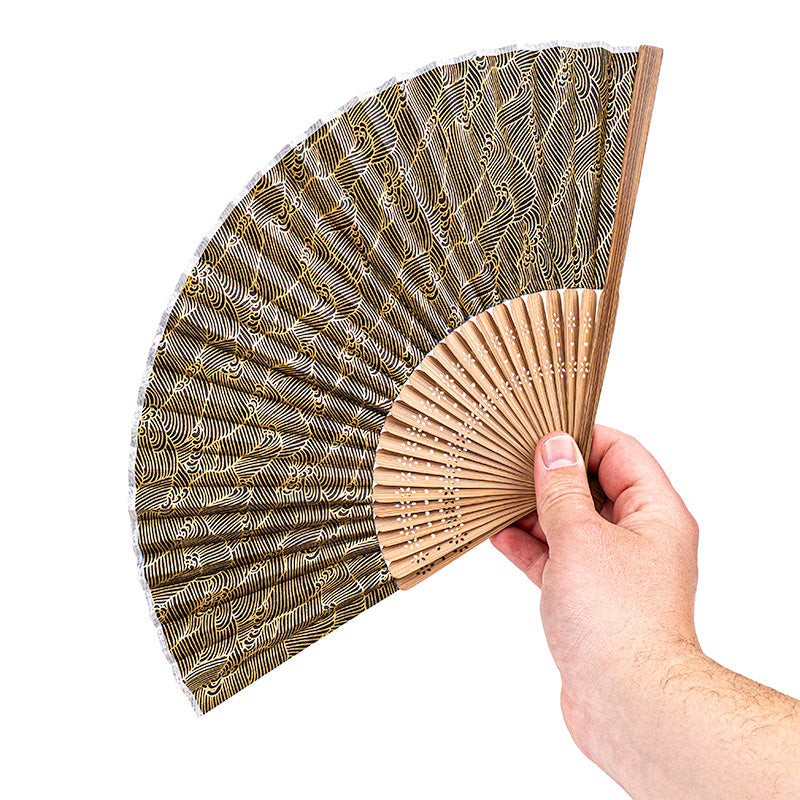 Japanilainen Viuhka Mino Washi - Mustat Aallot