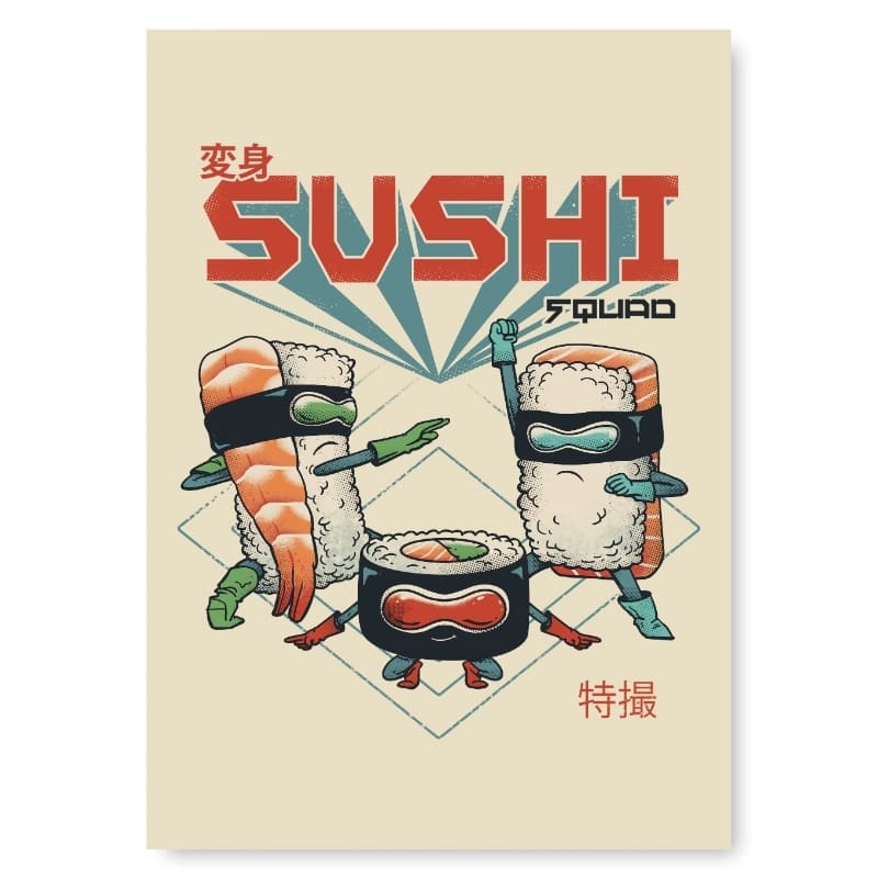 Japanilainen Sushi Squad -juliste - A3