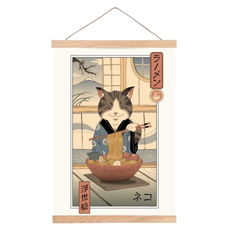 Japanilainen Ukiyo-e Neko Ramen -juliste - A3