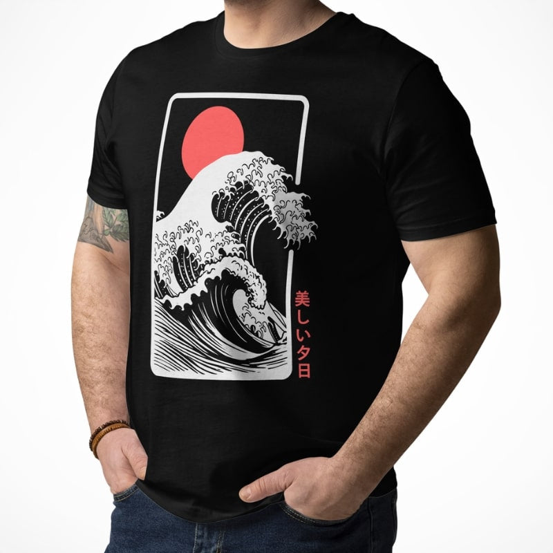 Auringonlasku Kanagawa Japanilainen T-paita