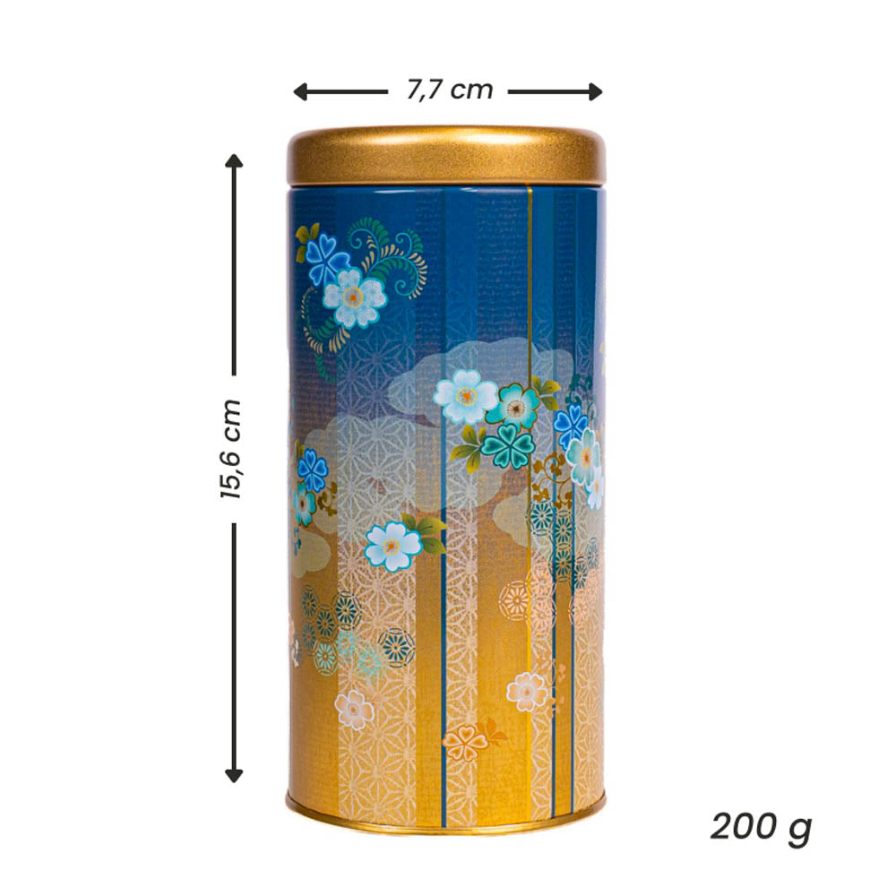 Sininen japanilainen metallinen teepurkki, Bokashi