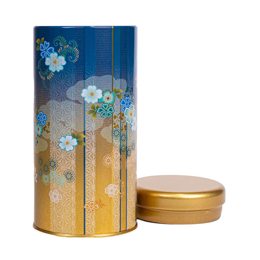 Sininen japanilainen metallinen teepurkki, Bokashi