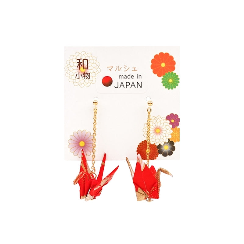 Punainen kurki ketju Japanilaiset korvakorut