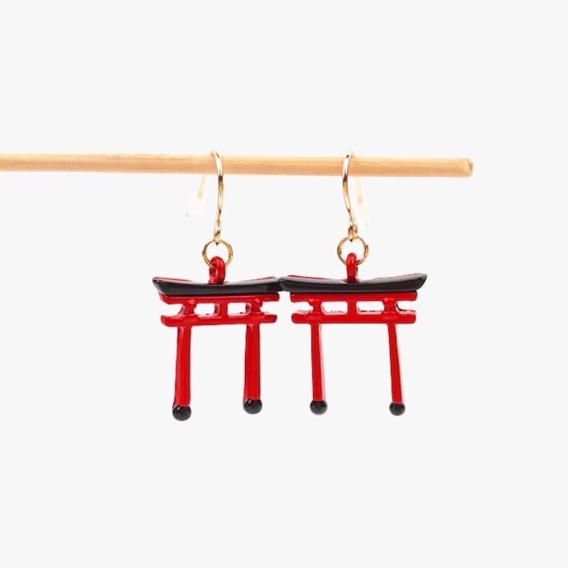 Japanilaiset punaiset Torii-korvakorut