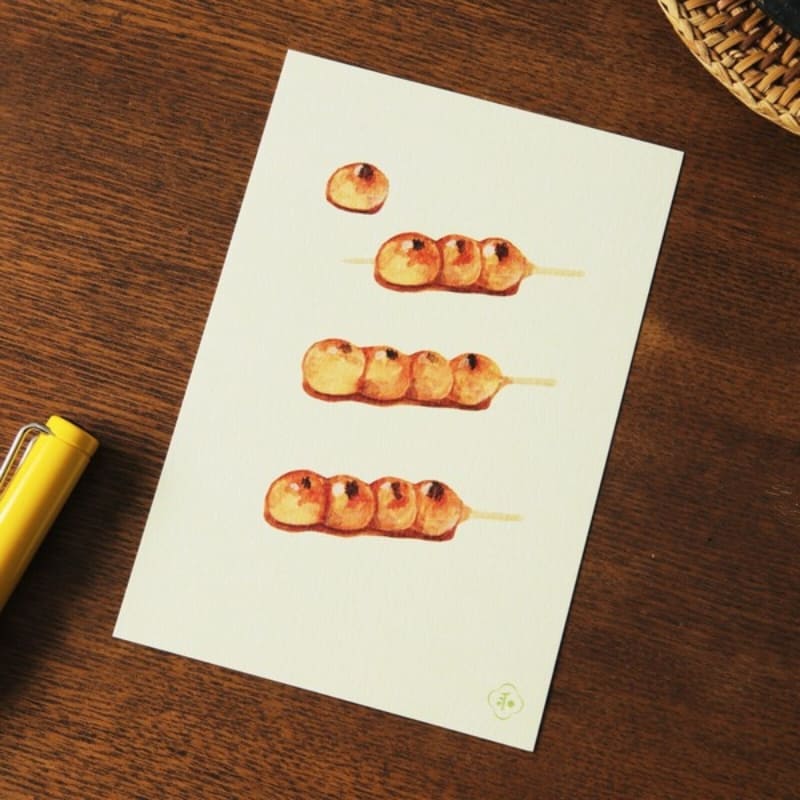 Japanilainen postikortti Mitarashi Dango