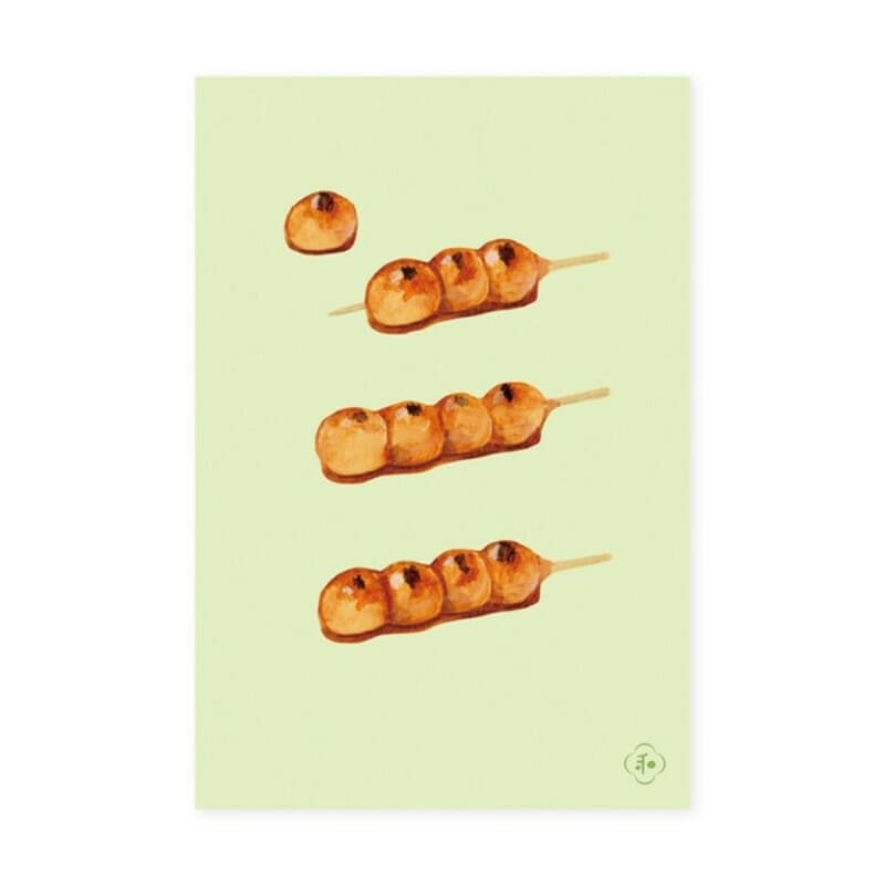 Japanilainen postikortti Mitarashi Dango