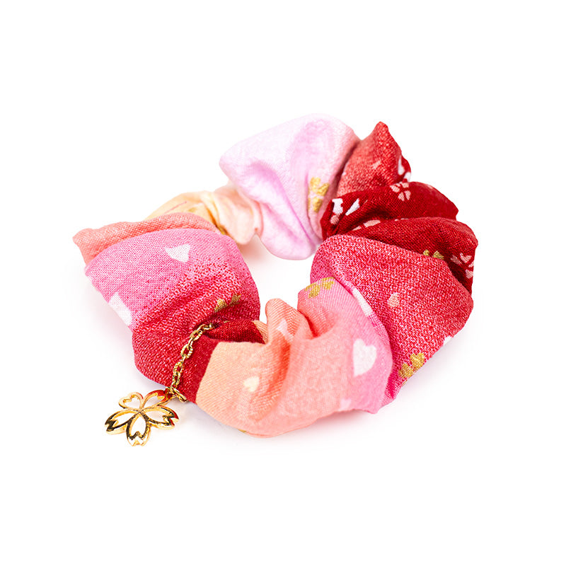 Scrunchie-hiuslenkki Japanilaista Kangasta Vaaleanpunainen