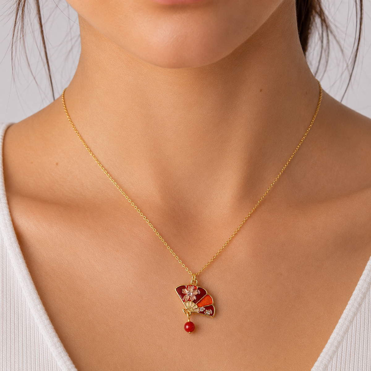 Collier Japonais Pendentif Sensu Rouge