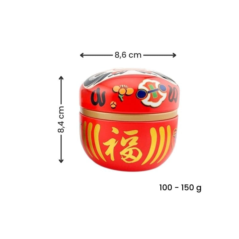 Daruma punainen metallinen teepakkaus