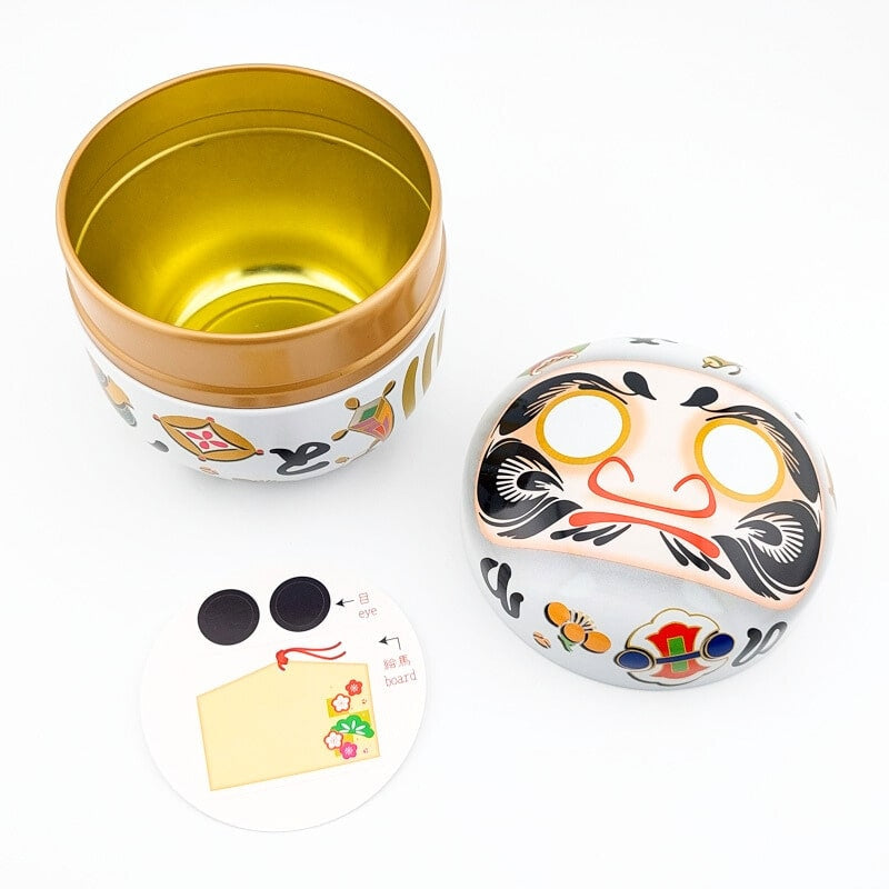 Daruma Valkoinen metallinen teepakkaus
