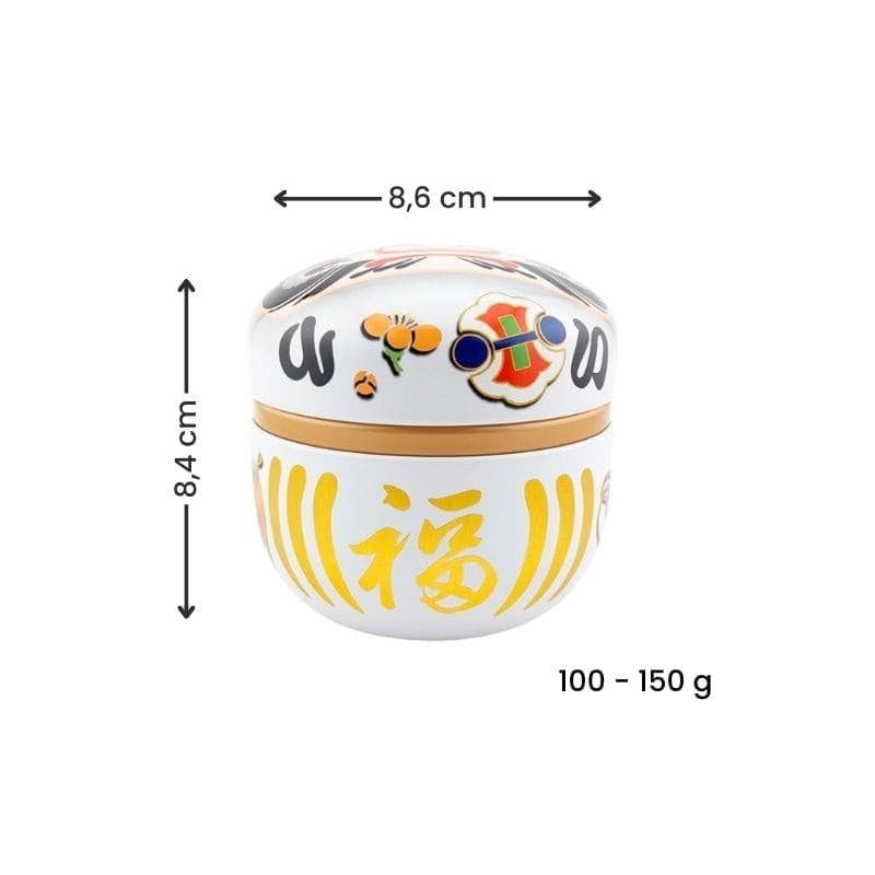 Daruma Valkoinen metallinen teepakkaus