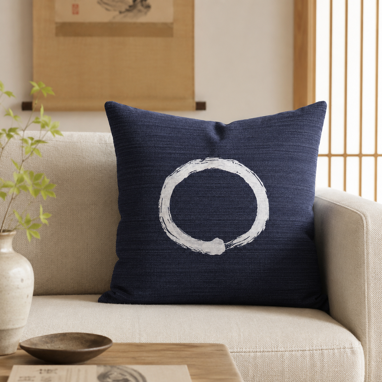 Ensō Sininen japanilainen tyynynpäällinen - 50x50 cm