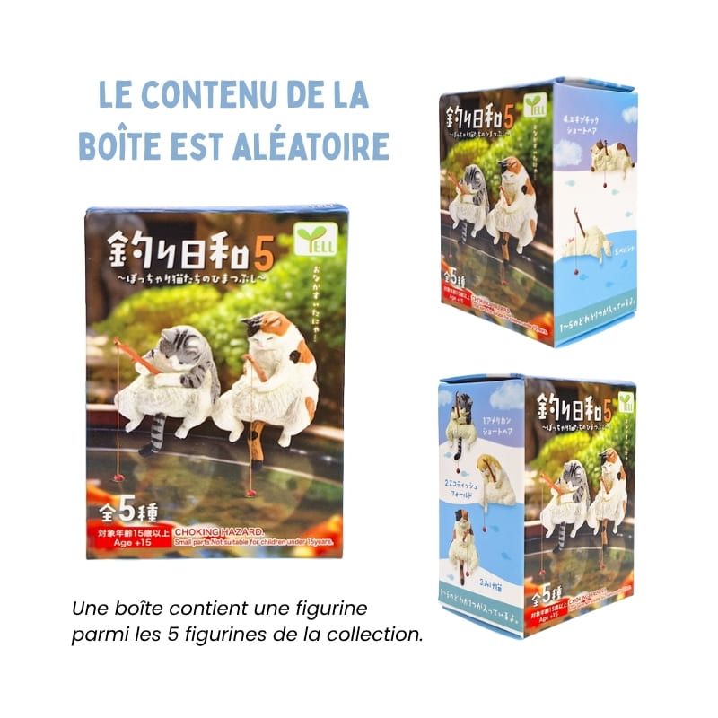 Gachapon kissa ja kalastusvapa figuuri
