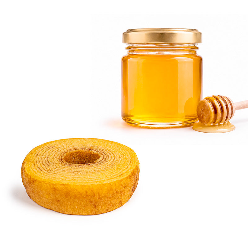 Kostea Baumkuchen-hunajakakku