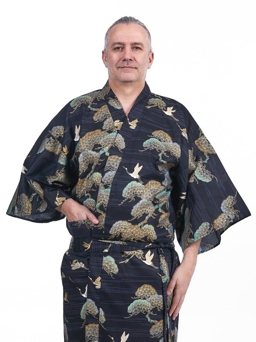 Happi Miesten Crane & Pine Kimono - Yksi kokoinen