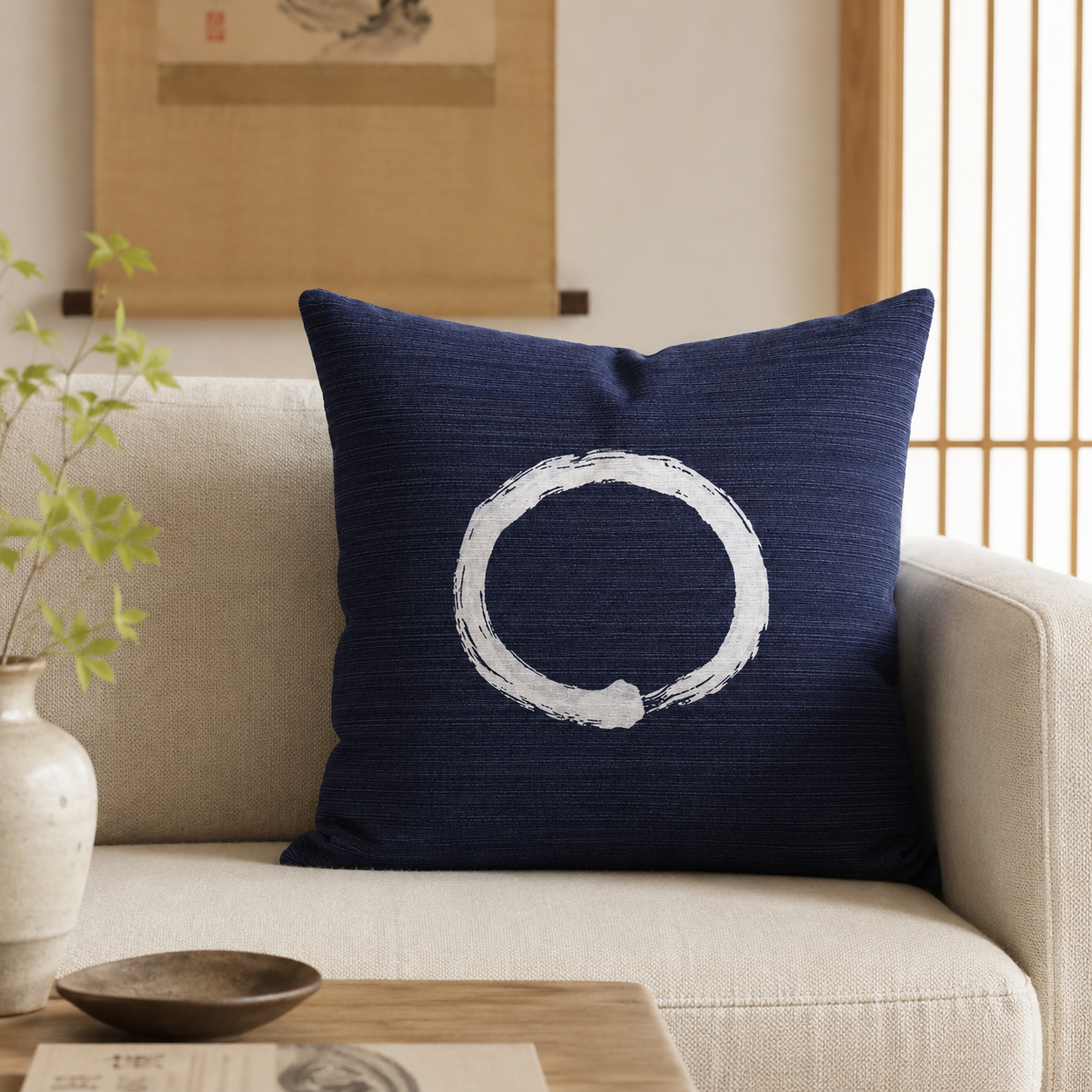 Ensō Sininen japanilainen tyynynpäällinen