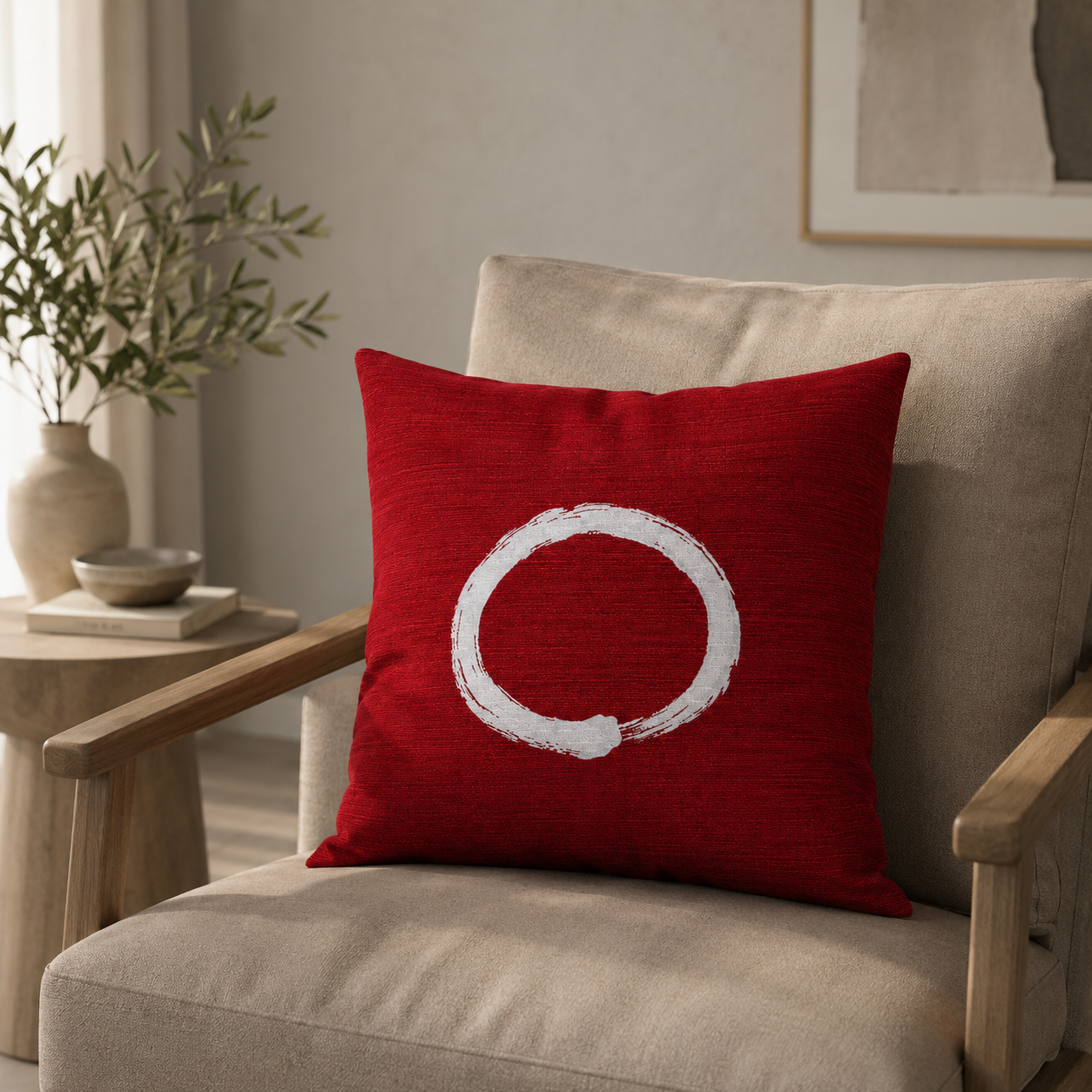 Ensō japanilainen tyynynpäällinen punainen