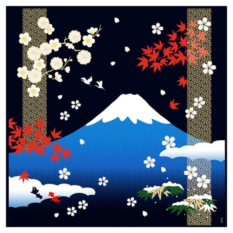 Four Seasons Japanilainen Furoshiki - 90x90 cm - 90cm x 90cm - 90cm x 90cm