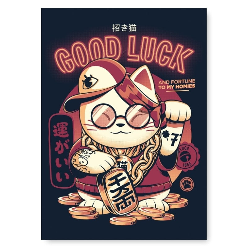 Japanilainen Maneki Neko -juliste - A3