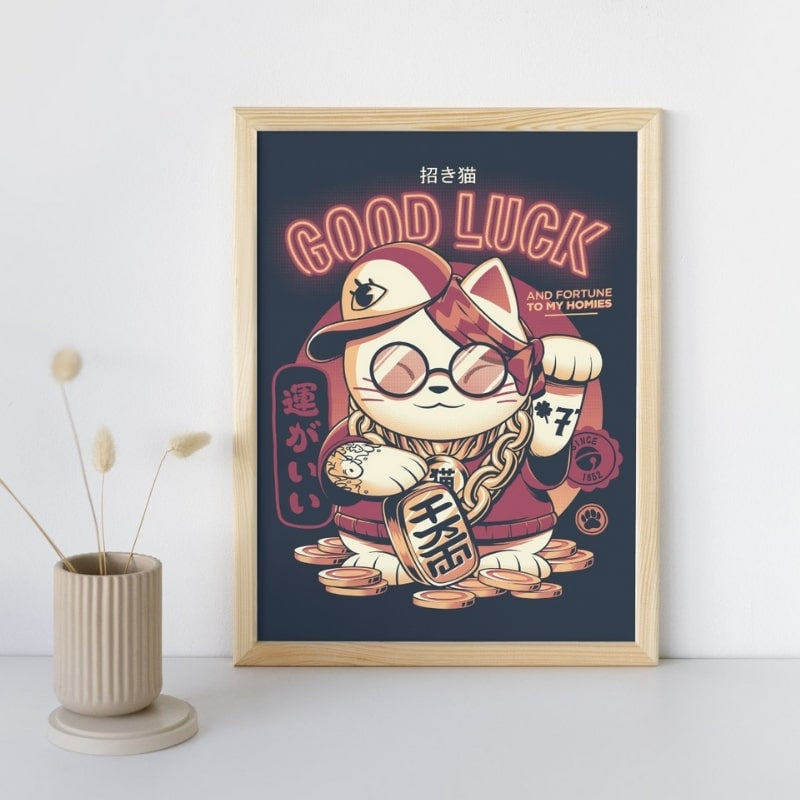 Japanilainen Maneki Neko -juliste - A3