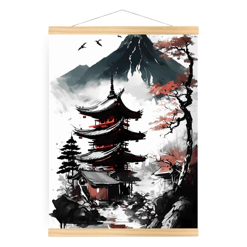 Japanilainen pagodin näkymäjuliste - A3