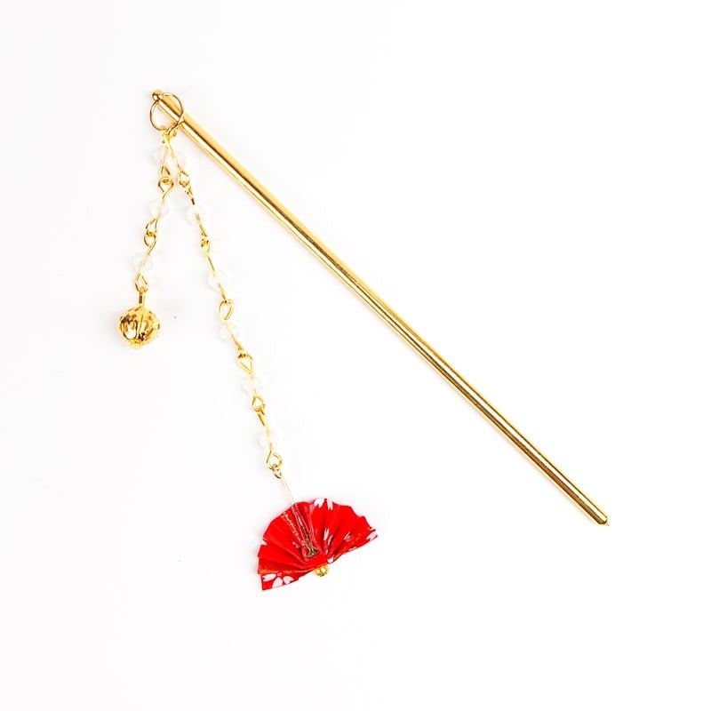 Japanilainen Kanzashi punainen tuuletin