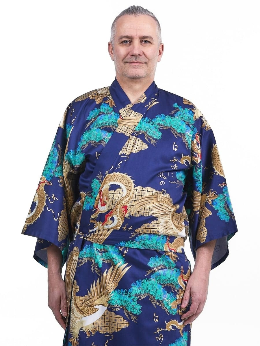 Japanilainen miesten kimono Ryū to Washi - Yhden kokoinen