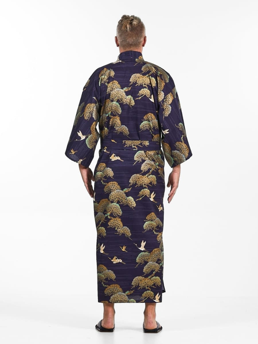 Miesten japanilainen kurki & mänty Kimono - Yksi koko