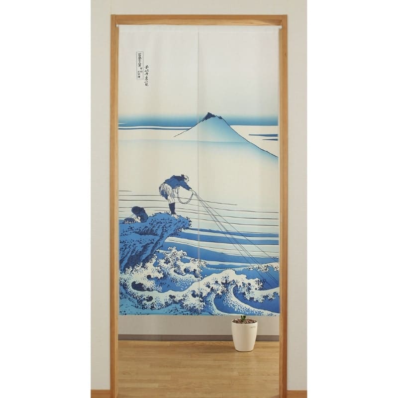 Japanilainen Noren Mount Fuji Sininen - 85 x 150 cm