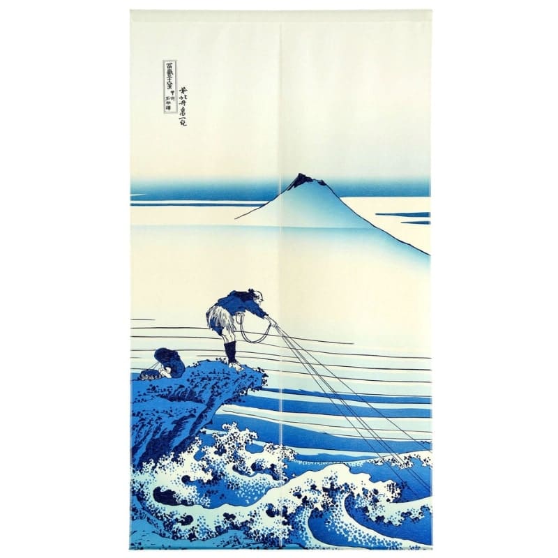 Japanilainen Noren Mount Fuji Sininen - 85 x 150 cm