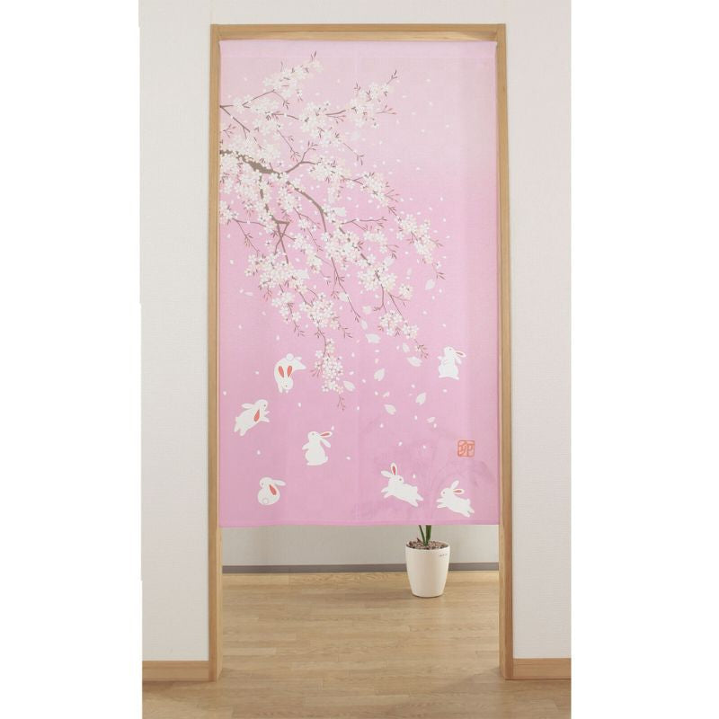 Sakura Usagi Japanilainen Noren - 85 x 150 cm