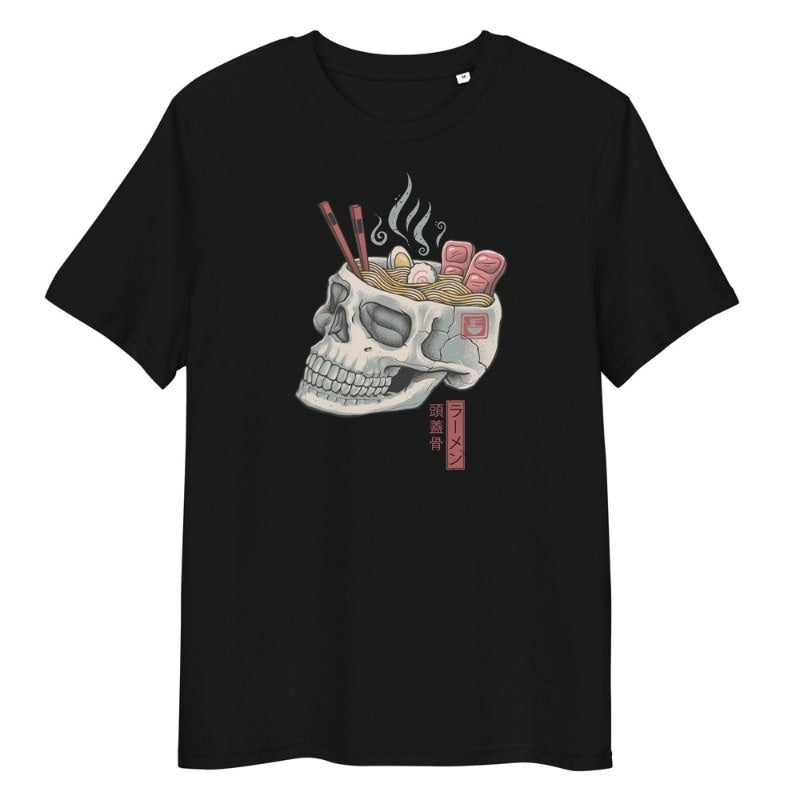 Japanilainen pääkallo Ramen T-paita - S / Musta