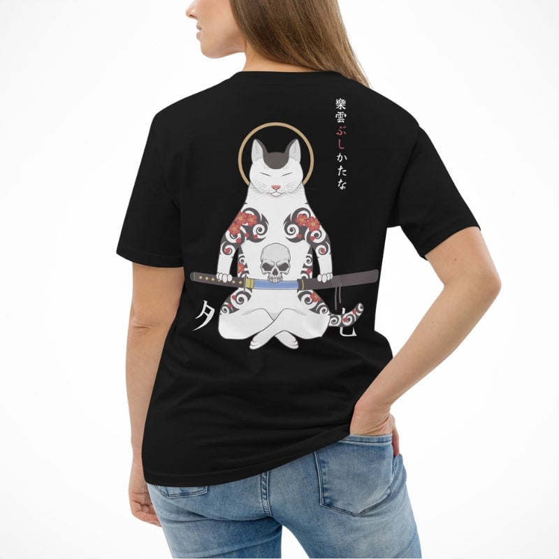 Japanilainen samurai kissa T-paita