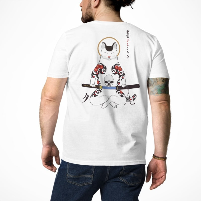 Japanilainen samurai kissa T-paita
