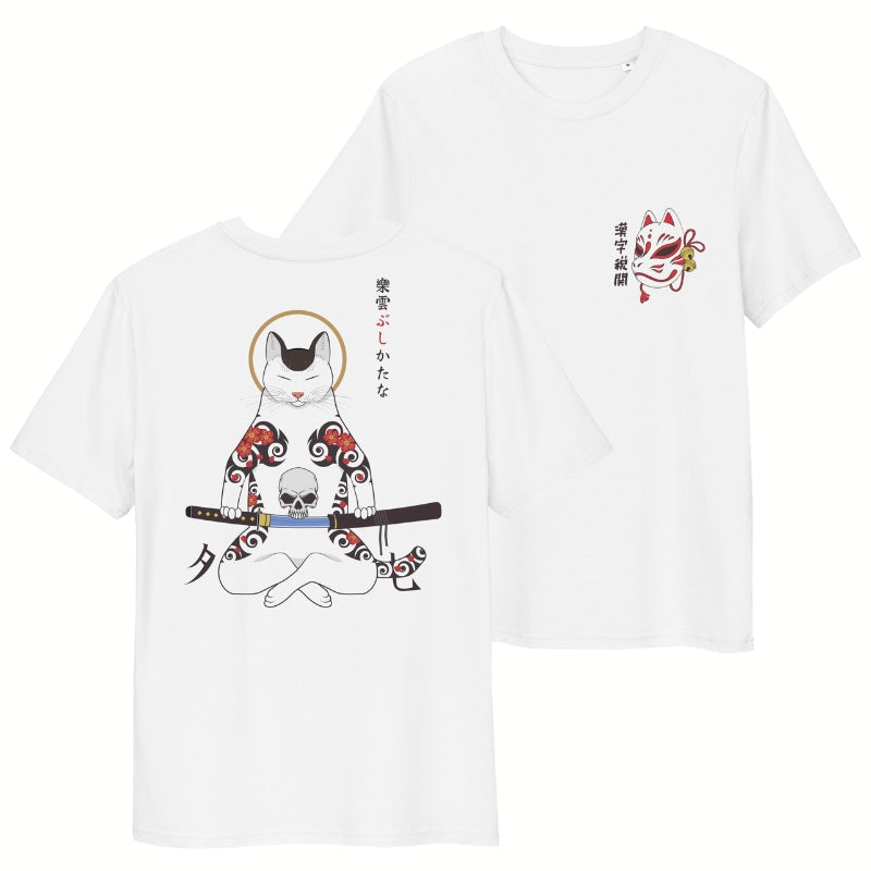 Japanilainen samurai kissa T-paita