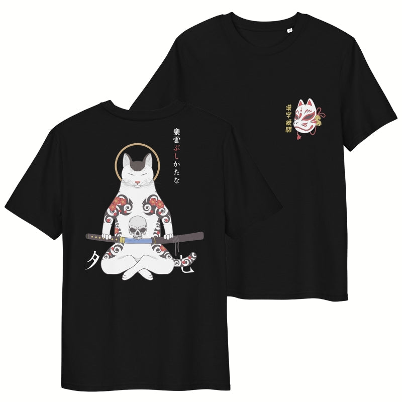 Japanilainen samurai kissa T-paita