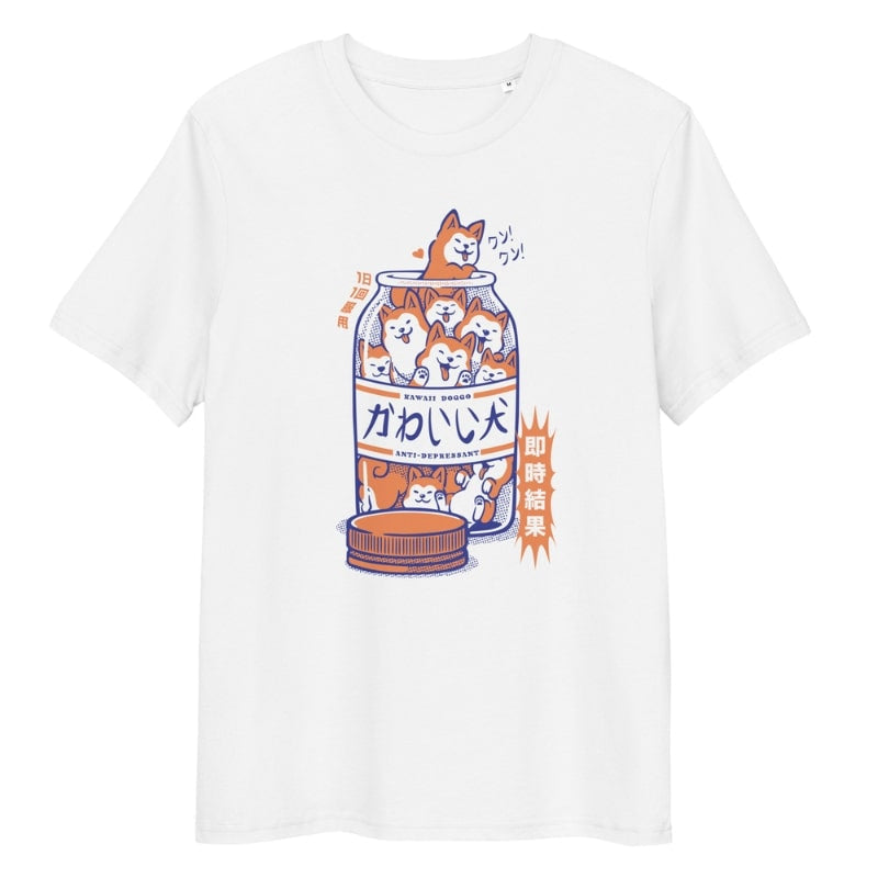 Japanilainen Shiba masennuslääke T-paita - S / Valkoinen