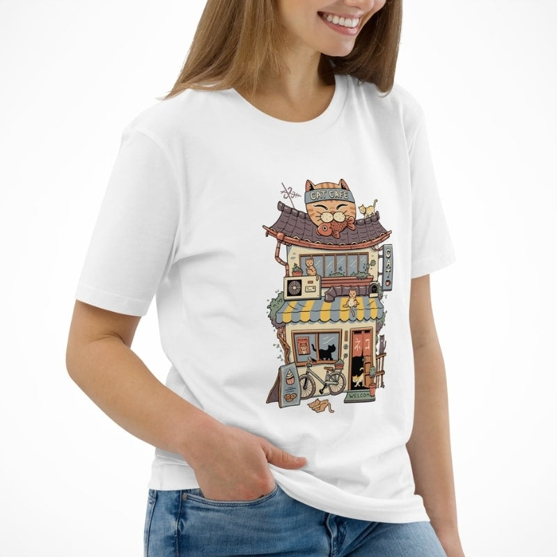 Japanilainen T-paita Neko Café