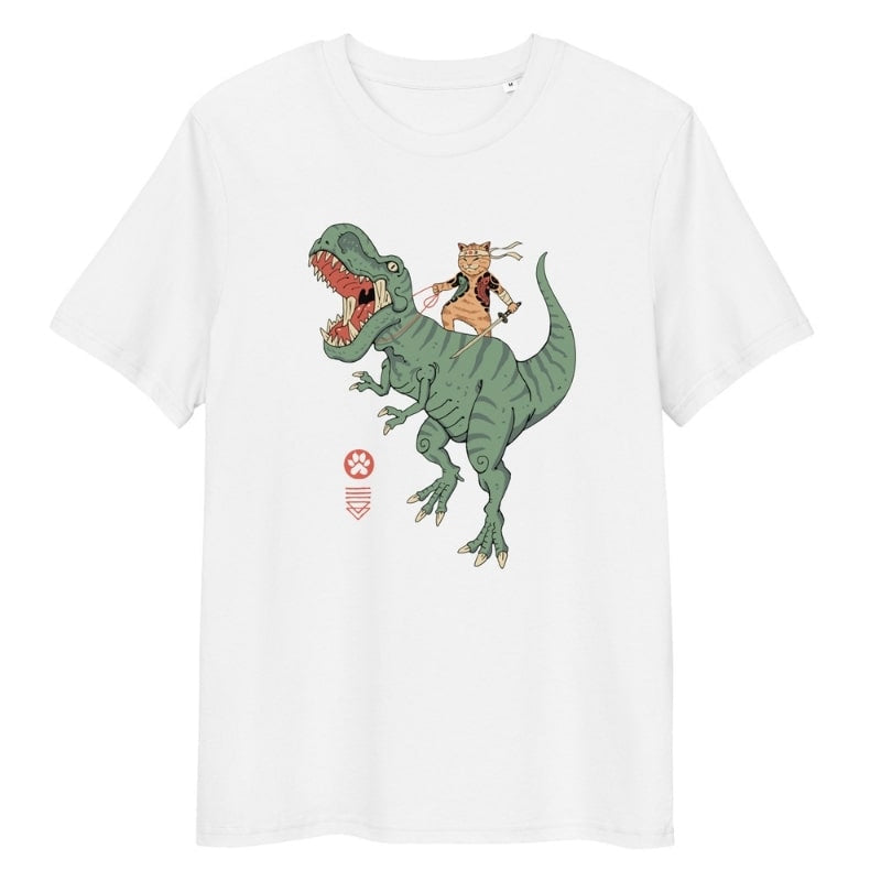 Japanilainen Neko T-Rex T-paita - S / Valkoinen