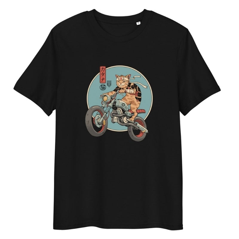 Neko Rider Japanilainen T-paita - S / Musta