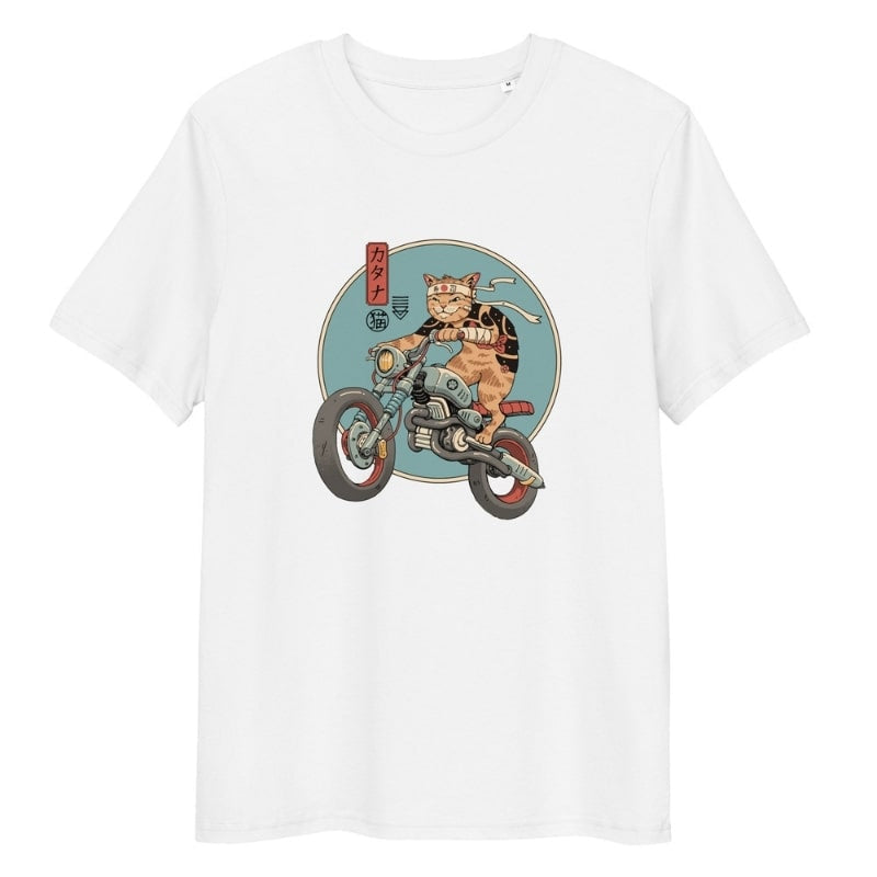 Neko Rider Japanilainen T-paita - S / Valkoinen