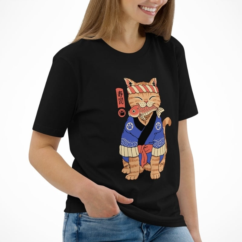 Japanilainen T-paita Neko Sushi Master