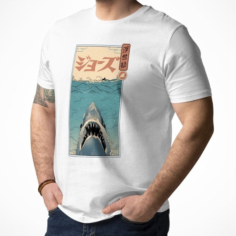 Japanilainen Ukiyo-e Shark Attack T-paita