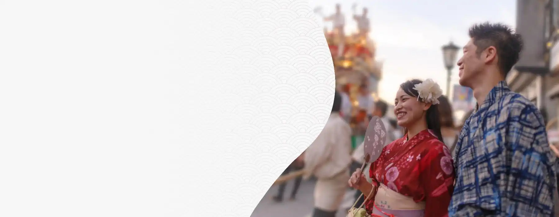 Couple japonais en kimonos.