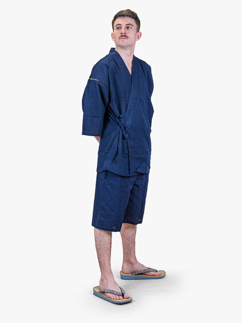 Jinbei Japonais Homme Bleu Marine