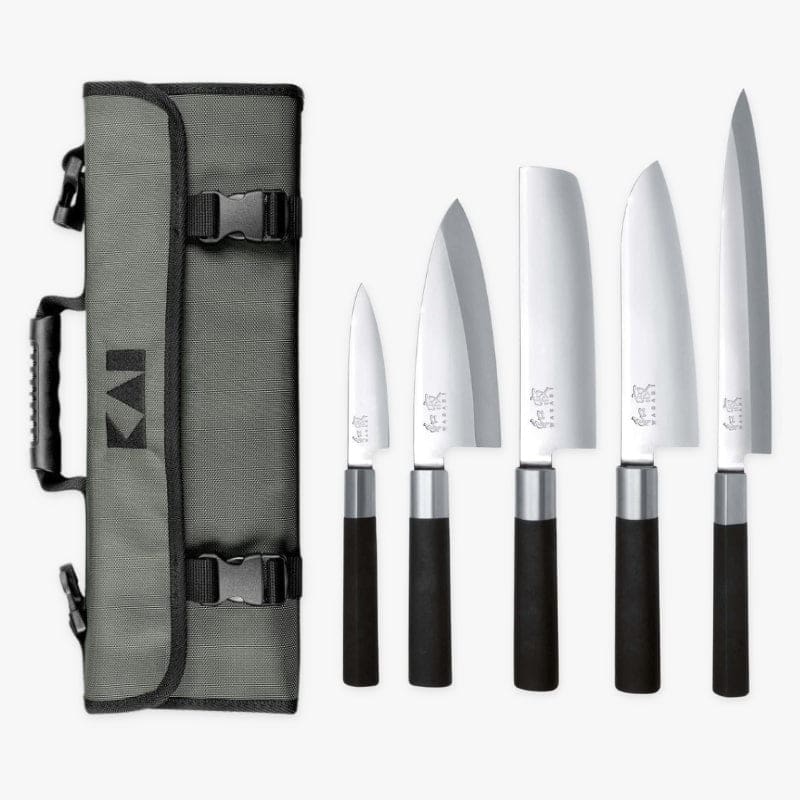 KAI Wasabi Musta 5 Japanilainen veitsi Case