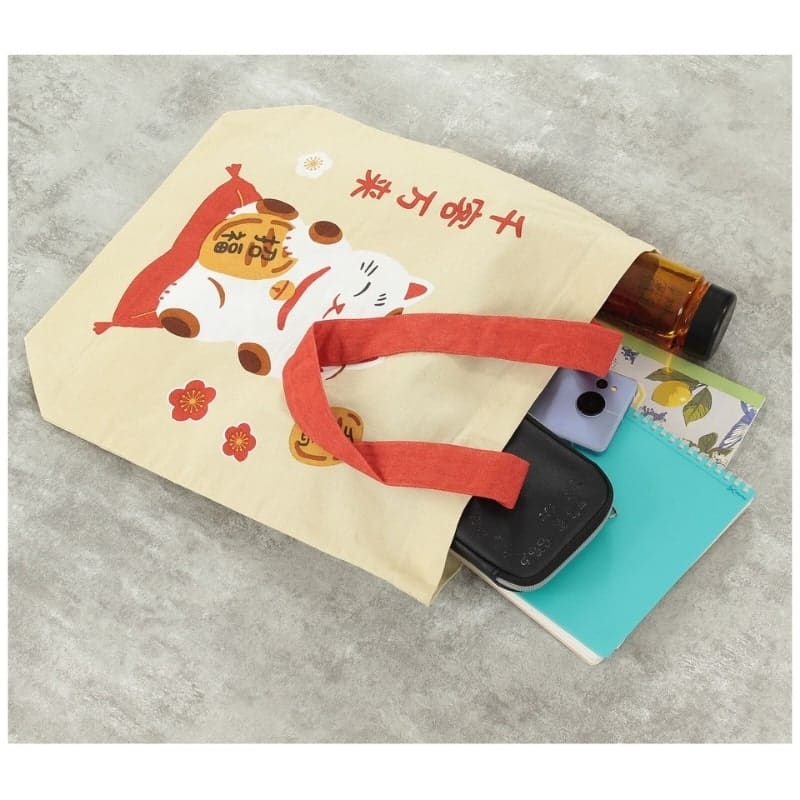 Kangaskassi Beige Fuku Maneki Neko Maneki Neko