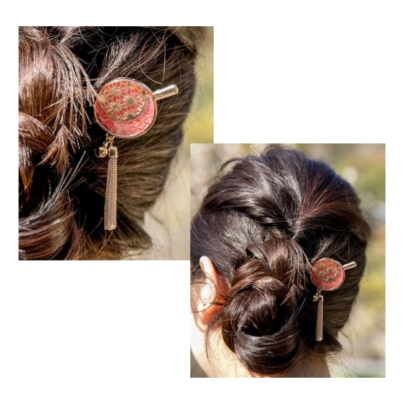 Kanzashi japanilainen Asanoha punainen