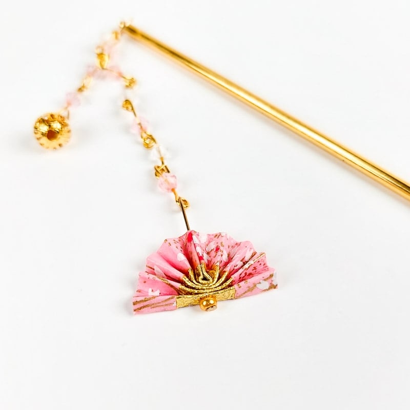 Kanzashi japanilainen vaaleanpunainen tuuletin